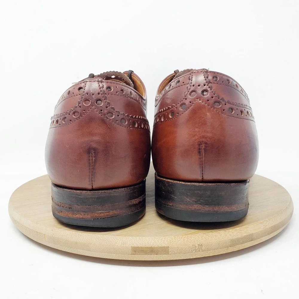 Churchs‎ Chetwynd Shoes Mens 9.5 D Brown Leather Oxford Brogue Medallion UK 8.5F